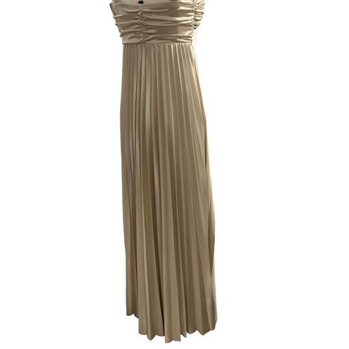 City Triangles  Ivory Pleated Maxi Dress Sleeveless Size 3 Juniors Flowy #2