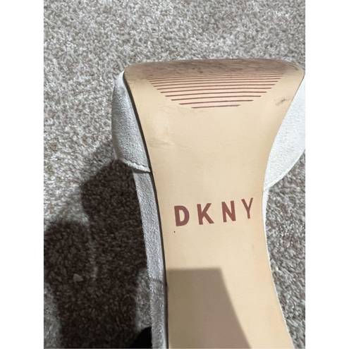 DKNY  women shoes heels cream/light grey open toe size 8