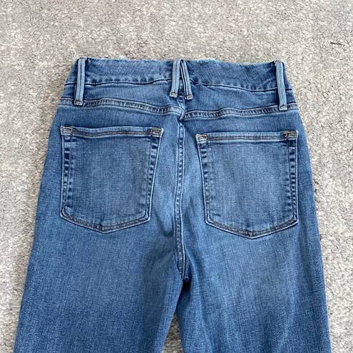 Good American  Women's Blue Good Wasit Crop Distressed Destroyed Denim Jeans 4/27