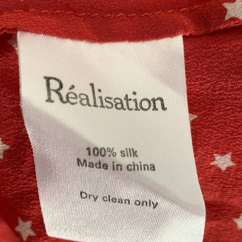 Realisation Par  The Alexandra Red Star Silk Wrap Dress Sz Small