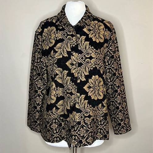 Coldwater Creek  Rococo Brocade Tapestry Button Front Unstructured Blazer Jacket