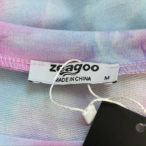 Zeagoo  Sweatshirt Womens Medium Blue Purple Tie Dye Casual Lounge Athleisure