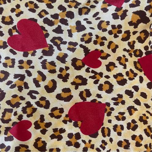 Frederick's of Hollywood Vintage Y2K  Cheetah Heart Print Satin Slip Dress Small