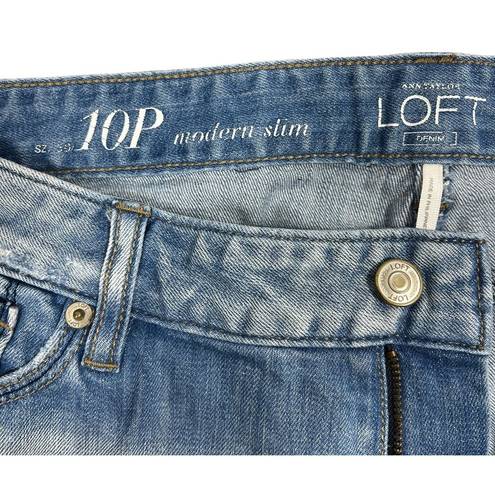 The Loft  Jeans Size 10P/30" Petite Modern Slim Straight Leg Light Wash Stretch Denim