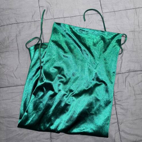 Ootdfash satin emerald dress