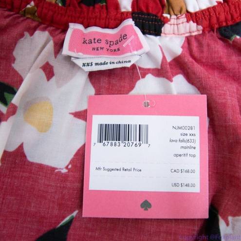 Kate Spade NWT  Botanical garden aperitif top, Red and White