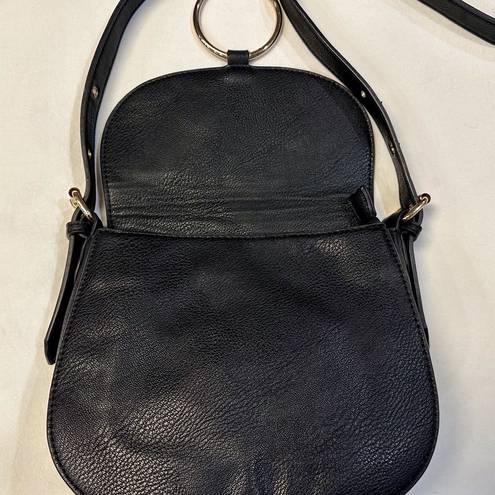 Krass&co G.H Bass & . Black Leather Crossbody Saddle Bag Purse