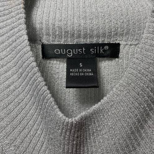 August Silk  | Silk Blent Metallic Ribbed Mock Neck Sweater Top