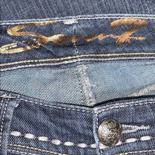 Seven7  Jeans Womens Embroidered Straight Leg Denim Blue Jeans Size 8 Like New