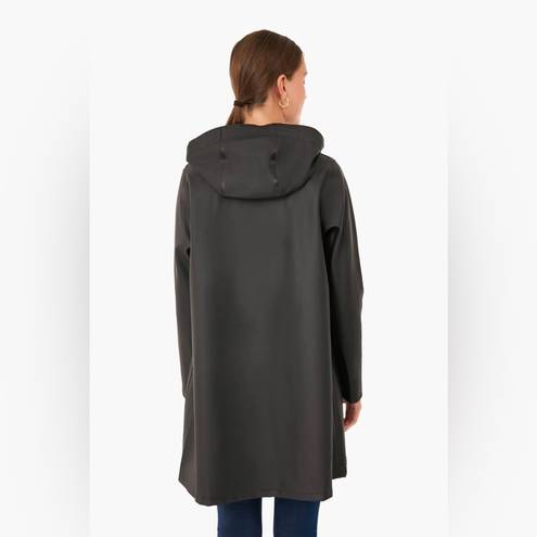 Stutterheim Mosebacke Raincoat Black (Dark Grey) Button Front Hooded Size XXS