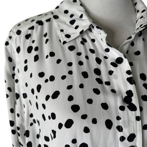 Torrid Womens Black White Polka Dot Blouse Long Sleeve Twill Top Size 1 1X