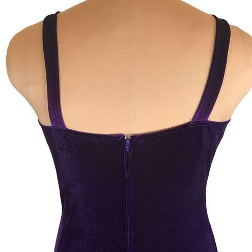 Onyx Vintage 90s  Night Dress Evening Gown Purple Velvet Sweetheart Neckline Maxi