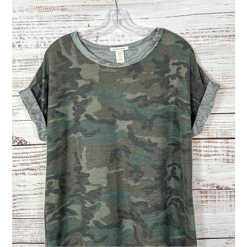 Caution to the Wind  Womens Crew Neck Short Sleeve Camo Dress Green Size Medium