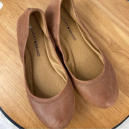 Lucky Brand  Erin Leather Ballet Flats Shoes Tan Brown 7.5