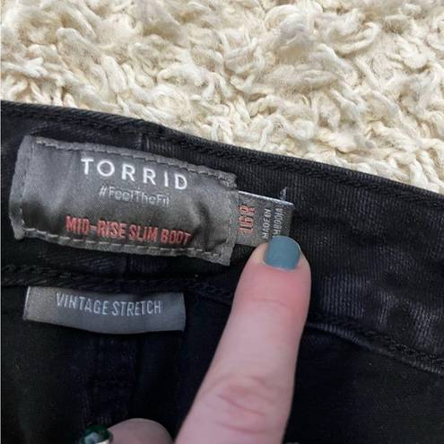 Torrid  black mid rise slim boot jeans size 16R