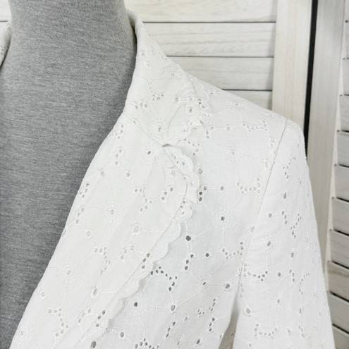 Dress Barn  Eyelet Linen Blazer Jacket White Medium Cottagecore