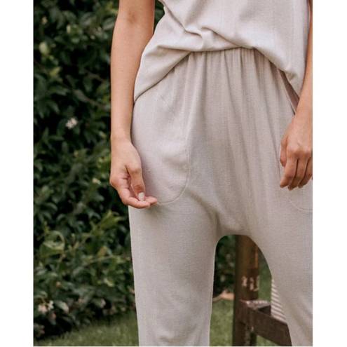 The Great 💕💕 The Pointelle Sleep Ballet Tee + Lounge Pant ~ Cement Large L NWT