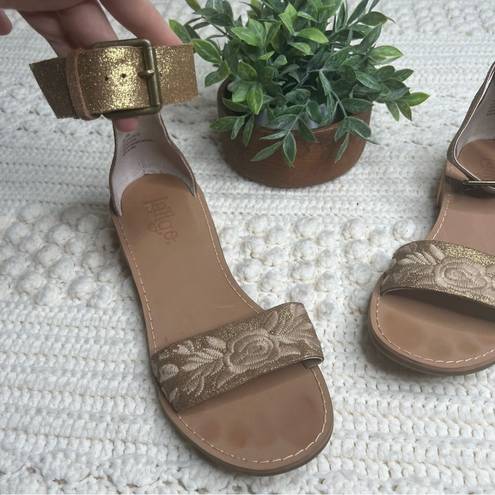 Latigo  | ANTHROPOLOGIE Women’s Tana Floral Embroidered Leather Sandal Gold 10