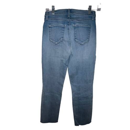 L'Agence  Sada High Rise Cropped Slim Raw Hem Jeans Straight Light Wash Size 25