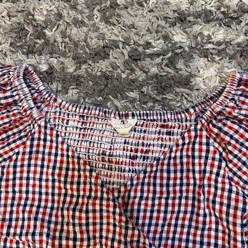 Sim & Sam  Blue, Red, White Plaid Cropped Top