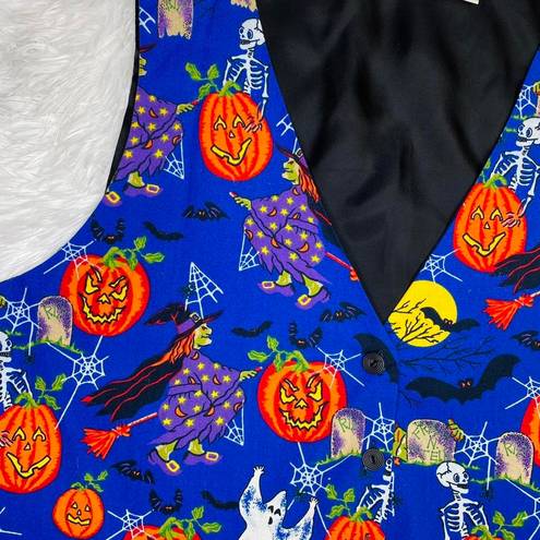 Basic Editions  Vintage Plus Halloween Witch Pumpkin Printed Vest