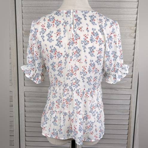 Paper Crane  Tiered Babydoll Top Ruffle Sleeves Cottage Floral-Small