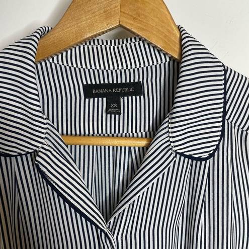 Banana Republic  Collared Pj Striped Blouse Top Button Down Xs Black White