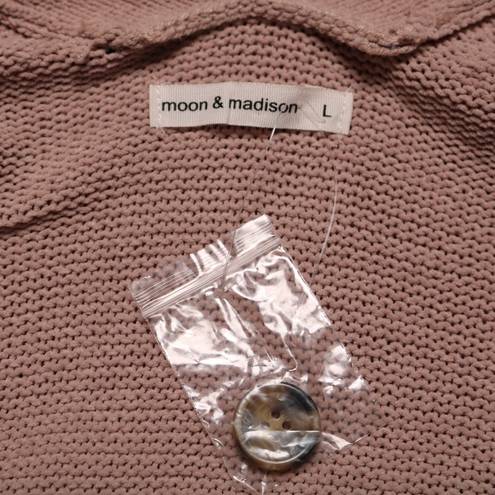 The Moon  & Madison Button Front Textured Knit Cropped Cardigan Blush Pink Size L