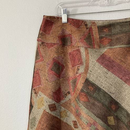 Coldwater Creek  Skirt Large Twill Woven Southwest‎ Western Geo Print Yellowstone