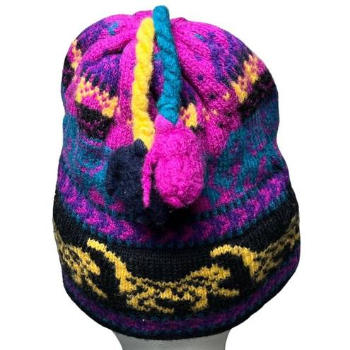 The Mountain Vintage Ladies & Ewe Wool Knit Winter Beanie Hat Tassel Animal Pattern