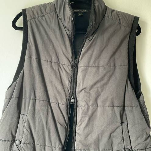 Banana Republic  Black Grey Padded Puffer Classic Zipper Front Vest size Large