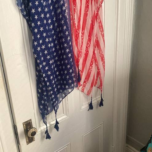 NWT American Flag Stars & Stripes Lightweight Kimono Vest Waterfall Cardigan Size undefined