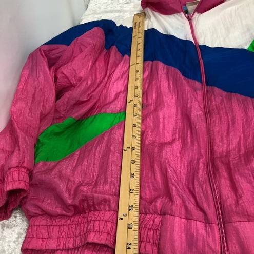 80s 90’s Nylon Zip Up Vintage Windbreaker Track Jacket Colorful Pink blue Green Size L