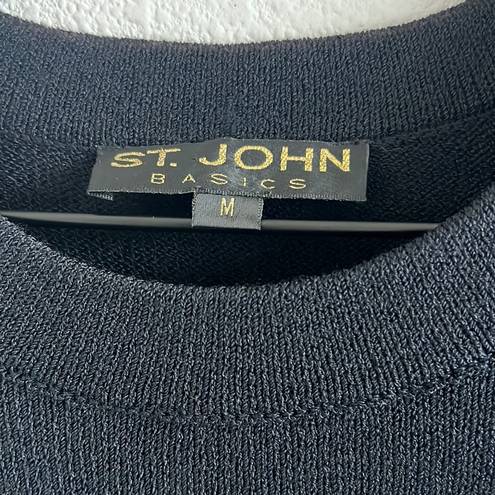 St. John  Basics Black Knit Santana Kint Shirt Top Blouse Medium