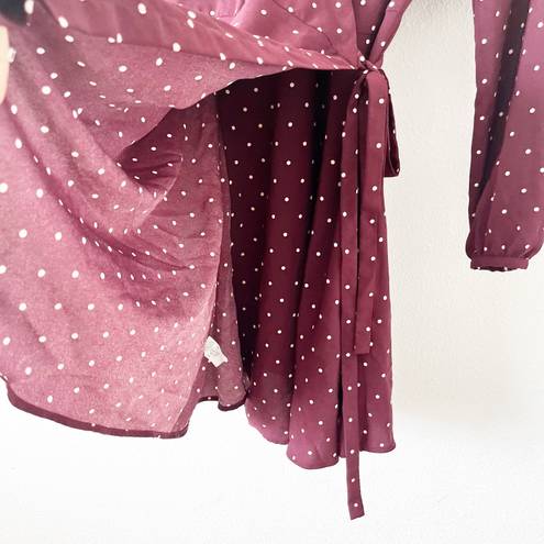 Loft Maroon Polka Dot Wrap Dress