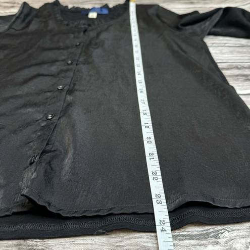 Blue Rain  Women's Long Sleeve Button Up Lightweight Blouse Black S SM Small Thin