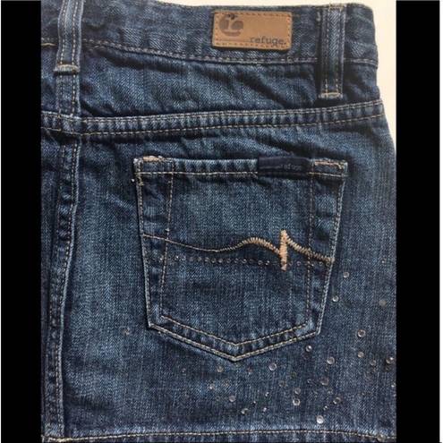 Refuge  Jean Skirt Blue Denim Mini with Rhinestones Size 3 Juniors