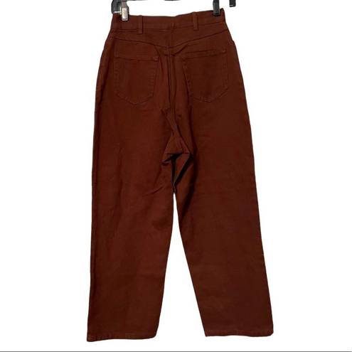 C/MEO COLLECTIVE  Cross Over Wide Leg Cropped Jeans in Mahogany Size 4 NWT