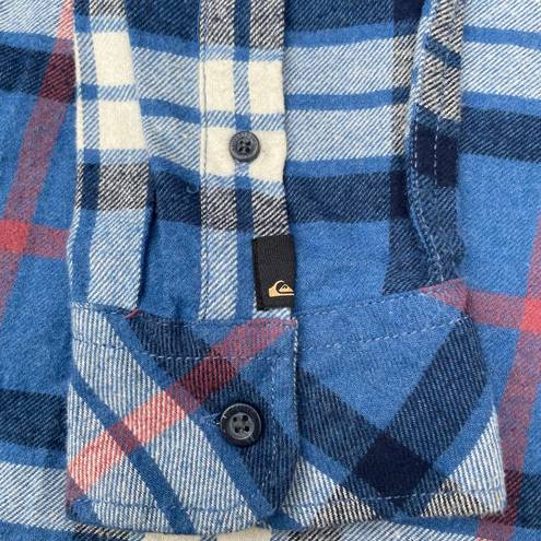 Quiksilver Vintage  Blue Plaid Long Sleeve Flannel