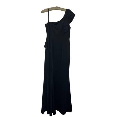 Jessica Howard Ruffle Cap Sleeve One Shoulder Scuba Mermaid Gown