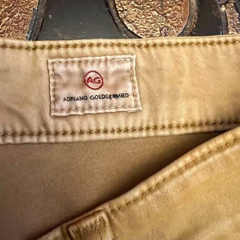 AG Adriano Goldschmied AG the quinne coated high waisted crop flare jean mustard gold size 31