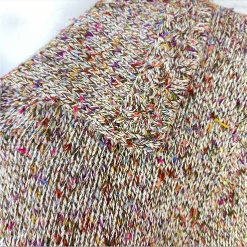 Coldwater Creek  Rainbow Confetti Cardigan Sweater Small Beige 3/4 Bell Sleeve
