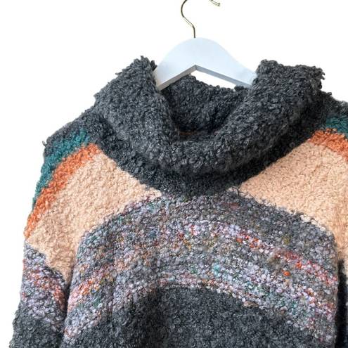 Anthropologie Moth  Murray Striped Cowl Neck Sweater Size S Wool Mohair Gray