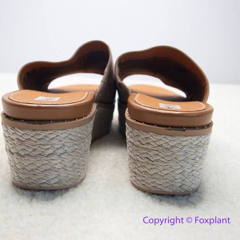 FitFlop New!  Eloise Espadrille Leather Wedge Slide Sandal in beige, size 9