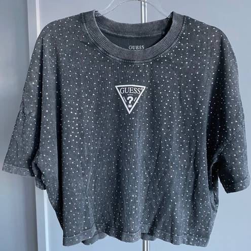 GUESS Stars Rhinestone Logo Tee