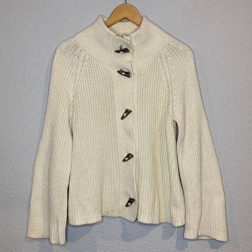 Talbots  Petites cardigan sweater toggle front shaker knit winter white/ivory MP