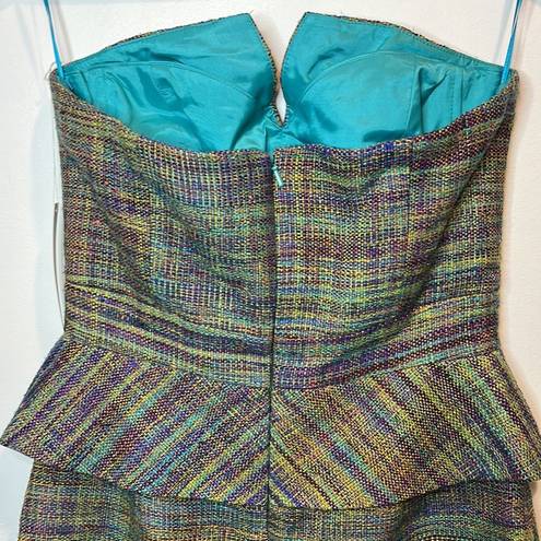 Trina Turk Women’s | NWT  strapless tweed peplum dress | Multicolored | Size 4