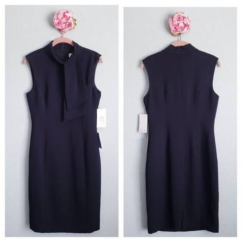 Harper ‎ Rose Tie Neck Sheath Black Dress