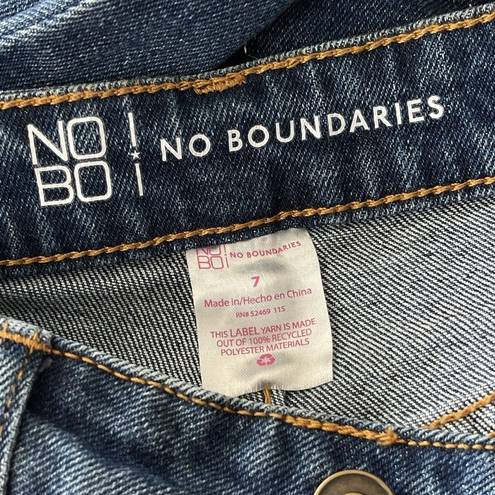 No Bo  Juniors SZ 7 Mom Jeans Cuffed Super High-Rise Stretch Pockets Distressed