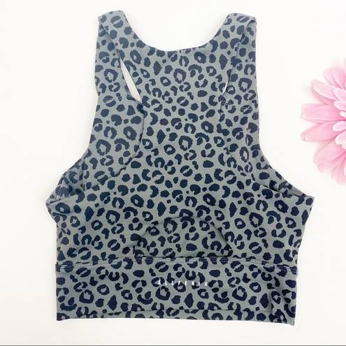 Anthropologie All Fenix Jagger Long Athletic Sports Bra: Charcoal Grey/Black Leopard Cheetah